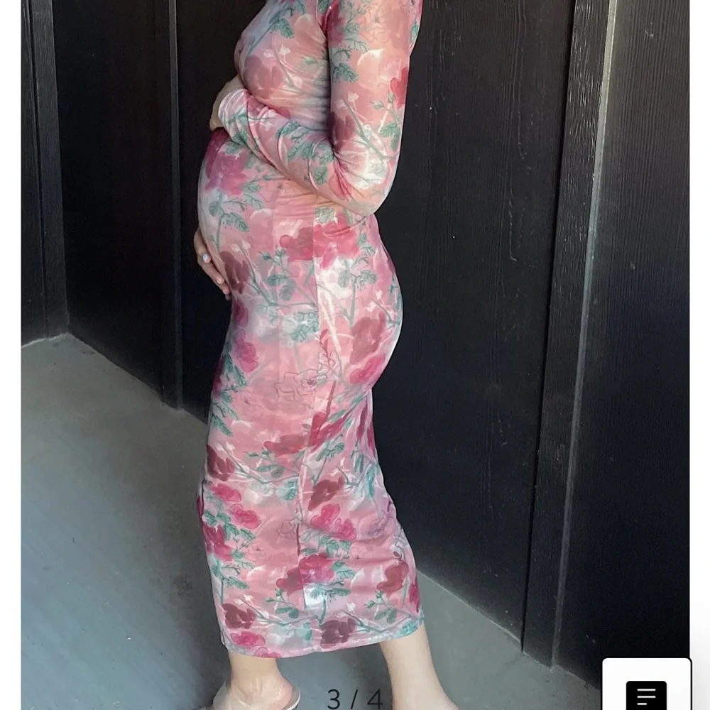 Pinkblush Rose and Sage Long Sleeve Dress - Picture 3 of 3